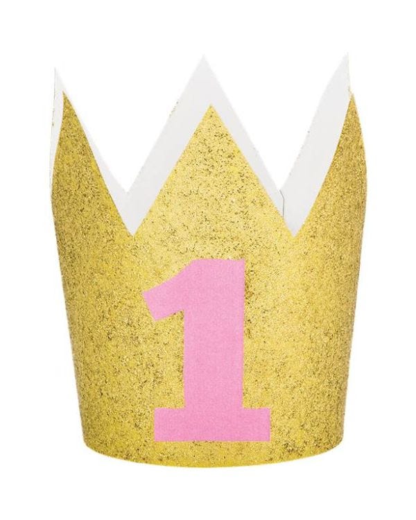 Age 1 Gold Glitter Mini Crown - 10cm