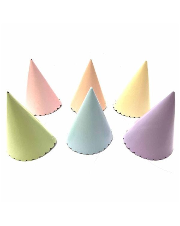 Pastel Assorted Paper Party Hats (6pk)