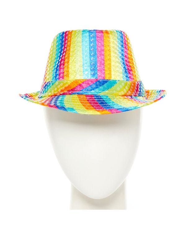 Rainbow Sequin Fedora Hat
