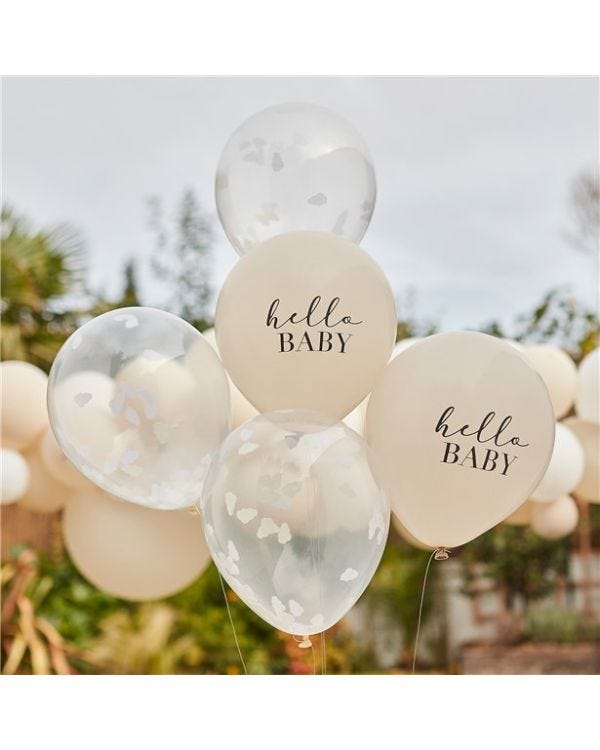 Hello Baby Cloud Confetti Latex Balloons - 12&quot; (5pk)