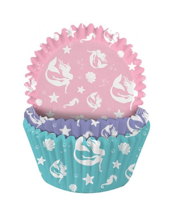 Mermaid Patterned Cupcake Cases - 5cm (75pk)