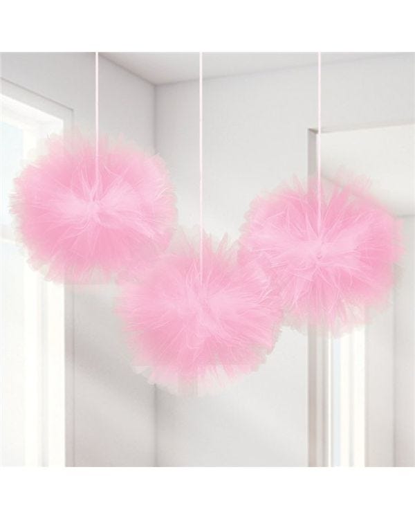 Fluffy New Pink Tulle Decoration - 12&quot; (3pk)