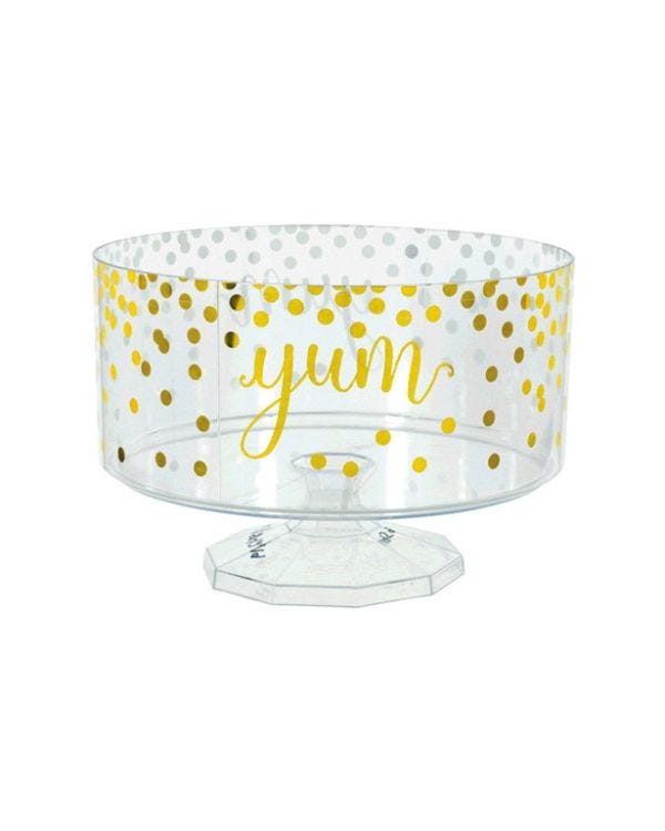 Metallic Gold Polka Dots Plastic Trifle Container - 18cm