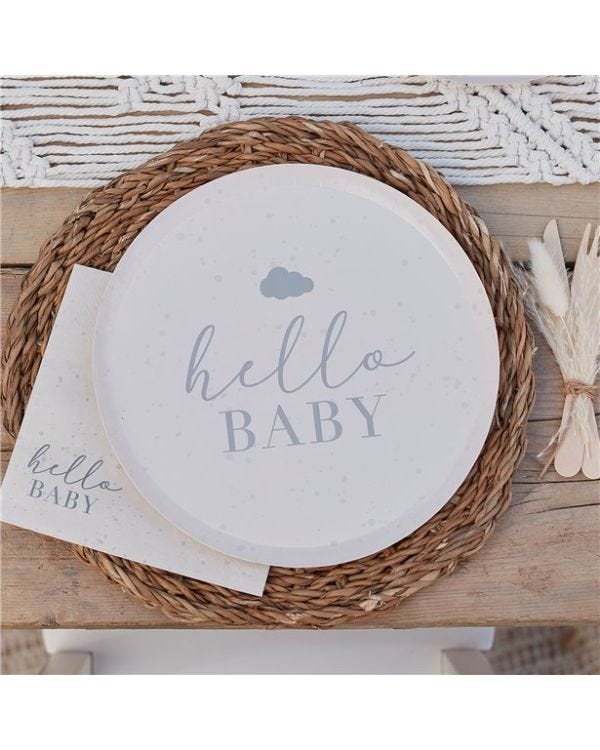 Hello Baby Eco Paper Plates - 25cm (8pk)