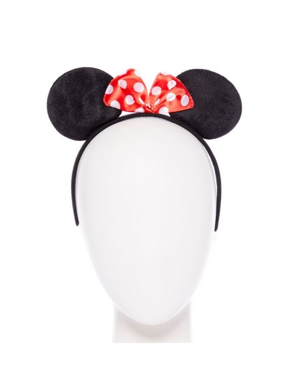 Mouse  Ears &amp; Red Bow Headband