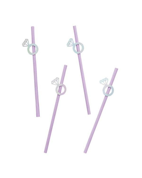 Bride Squad Diamond Ring Paper Straws - 20cm (20pk)