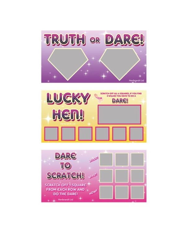 Hen Party Truth Or Dare Scratch Cards (3pk)