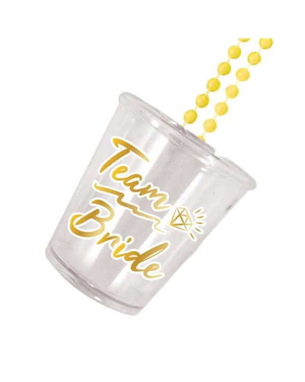 Team Bride Gold Shot Glass Necklace