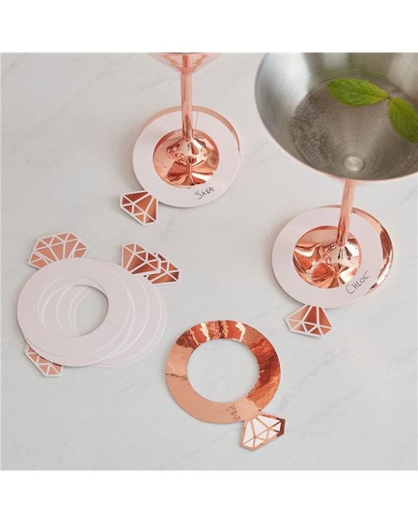 Ring Shaped Rose Gold Foil Drink Markers (10pk)