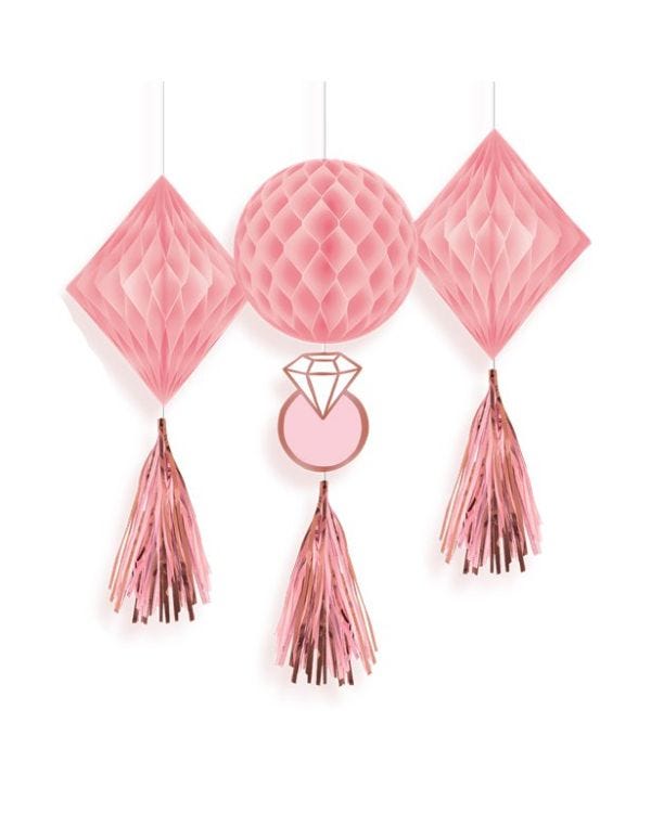Blush Hen Party Honeycomb Tassel Decorations (3pk)