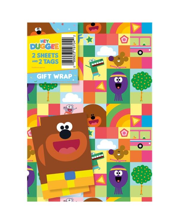 Hey Duggee Wrapping Paper - 2 Sheets (50cm x 70cm) with Tags