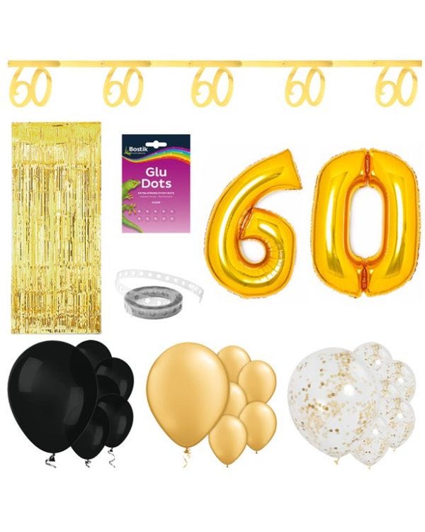60th Black &amp; Gold Milestone Decorating Kit