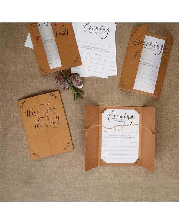 Hearts &amp; Krafts Wedding Evening Invitations (10pk)