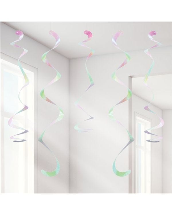 Iridescent Hanging Swirls - 45cm (10pk)
