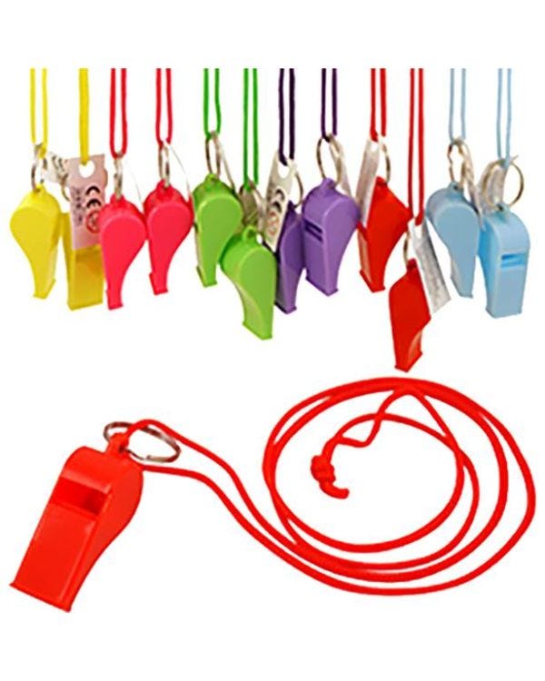 Multi-colour Whistles - 12 Pack (12pk)