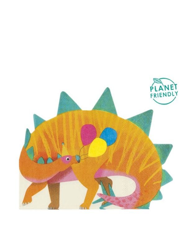 Little Party Dino Shaped Napkins - 33cm (16pk)