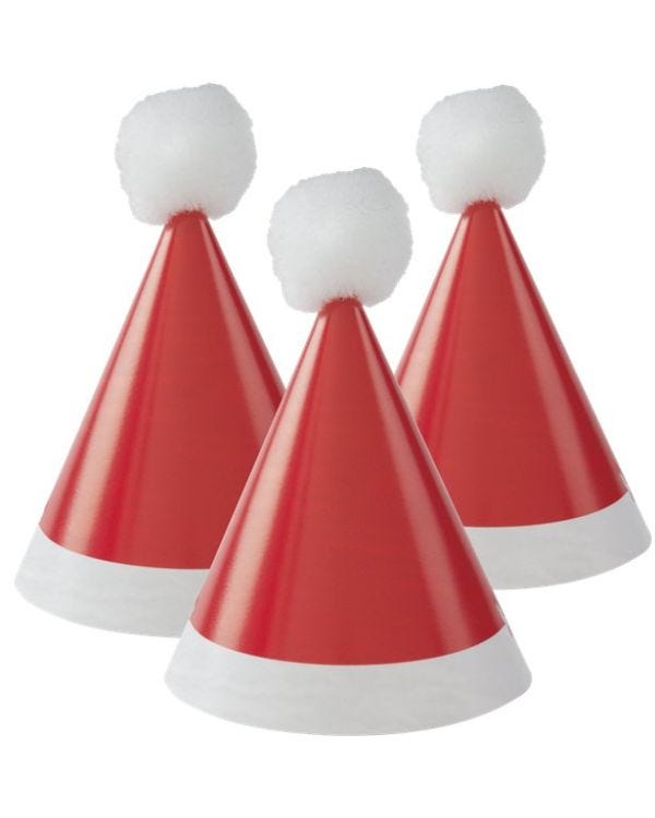 Mini Pom Pom Santa Party Hats (8pk)