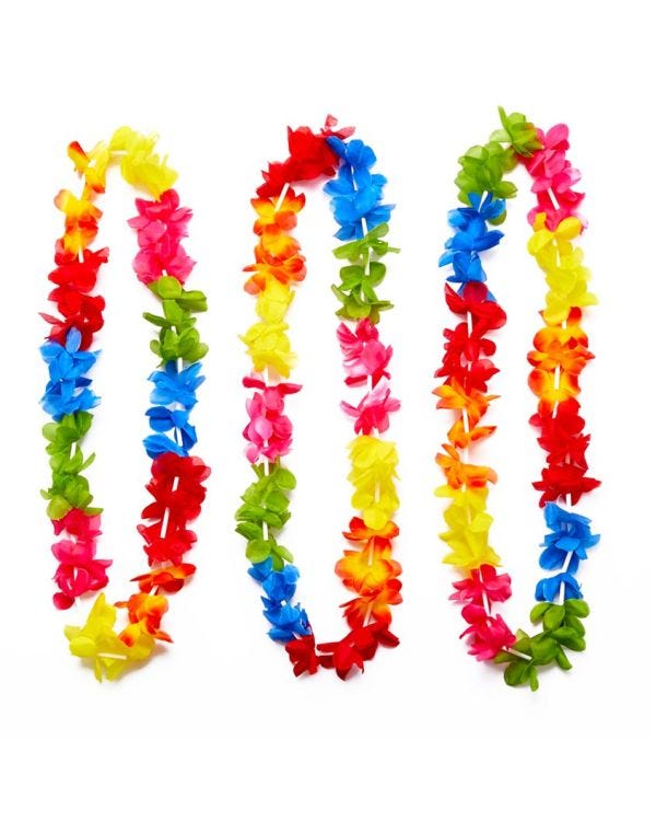 Multicoloured Hawaiian Leis - 25 Pack