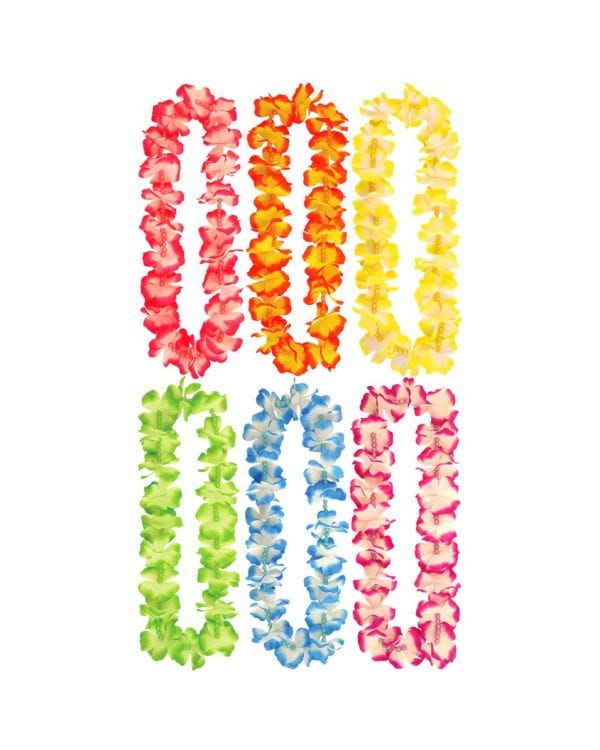 Hawaiian Lei with Beads - 6 Pack Assorted Colours (6pk)