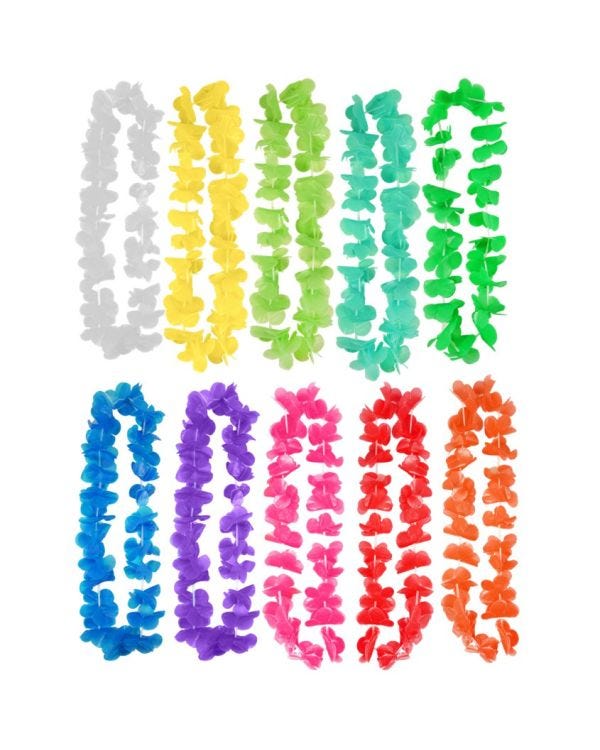 Hawaiian Hula Lei - 10 Pack Assorted Colours