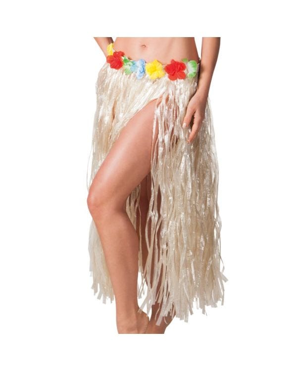 Natural Hawaiian Long Grass Skirt - Adult