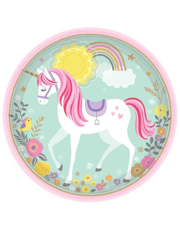 Magical Unicorn Paper Plates - 23cm (8pk)