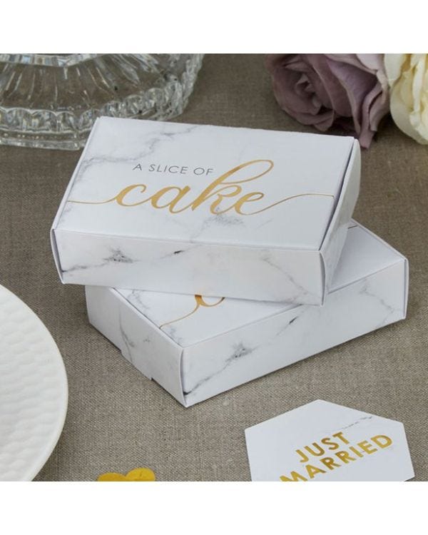 Scripted Marble Wedding Cake Boxes (10pk)