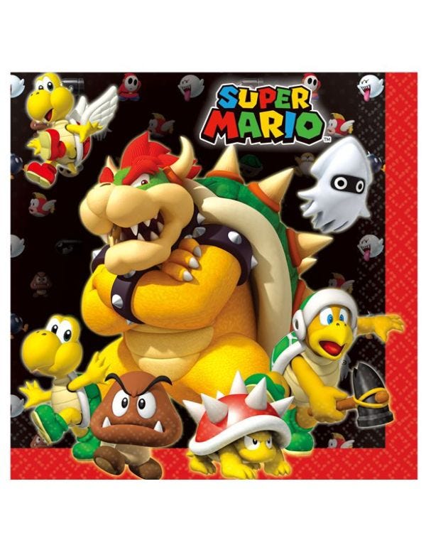 Super Mario Paper Napkins - 33cm (16pk)