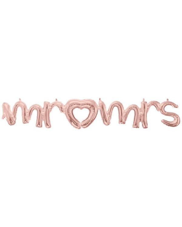 Rose Gold Mr &amp; Mrs Phrase Balloon - 59&quot; Foil