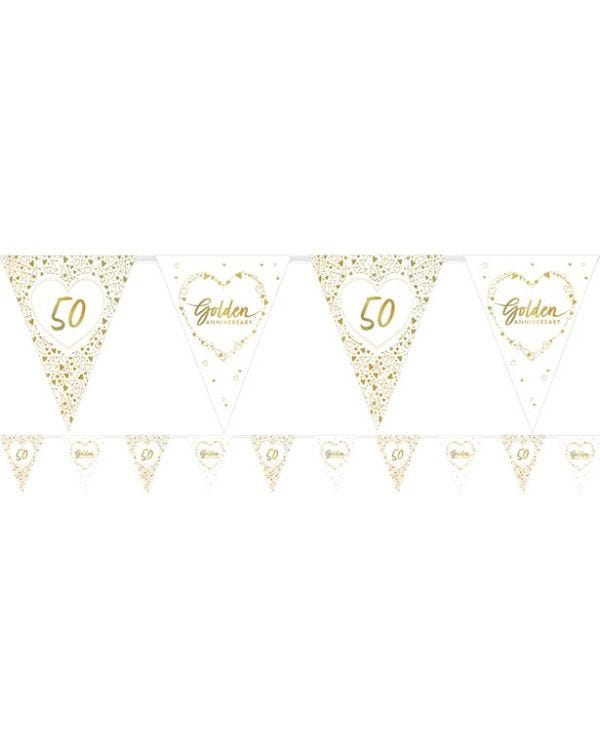 50th Golden Wedding Anniversary Flag Bunting - 3.7m