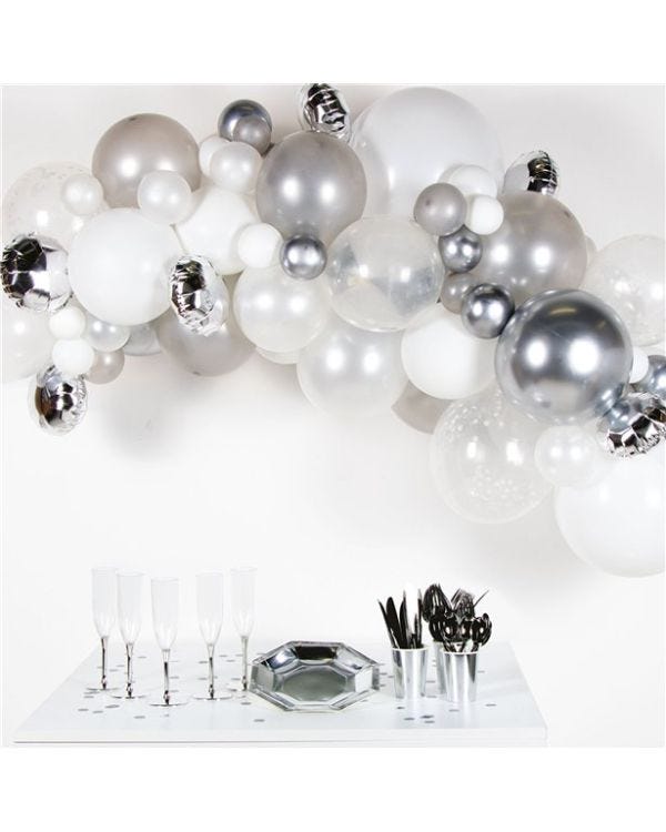 Silver Balloon Arch Garland DIY Kit - 66 Balloons