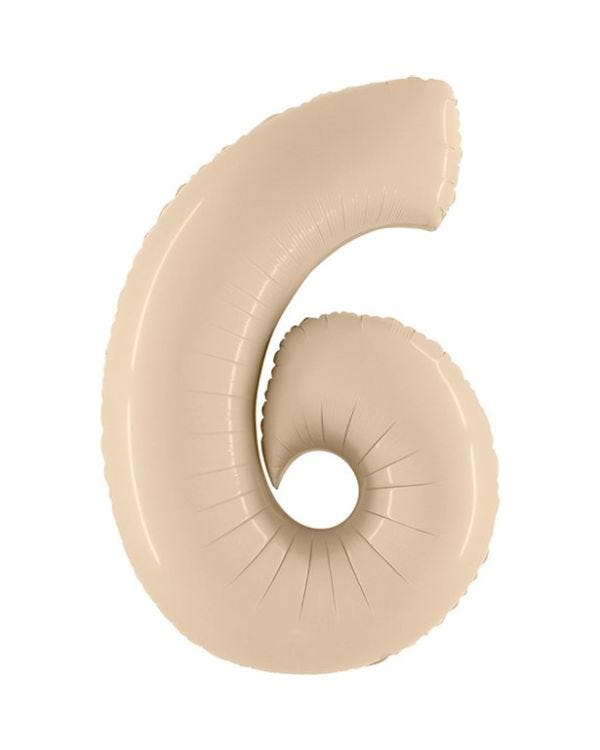Number 6 Satin Cream Foil Balloon - 40&quot;