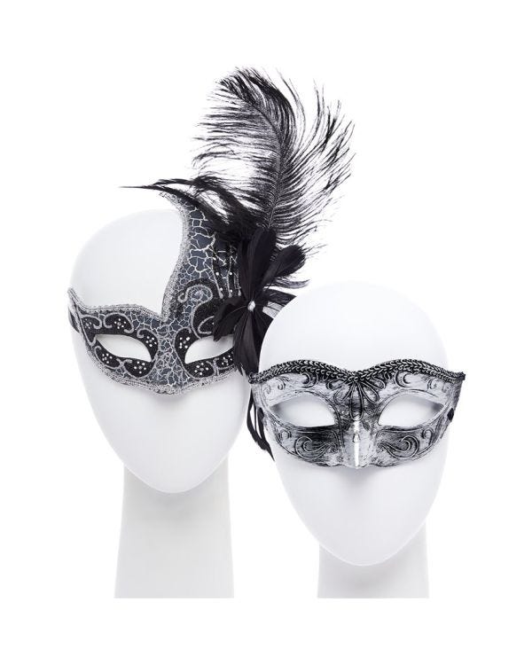 Silver Masquerade Masks for Couples