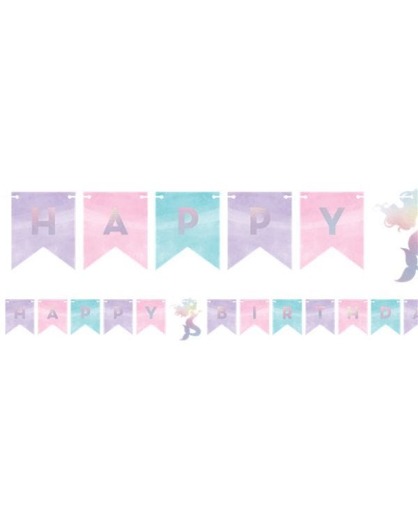 Mermaid Shine Iridescent Happy Birthday Bunting - 1.6m