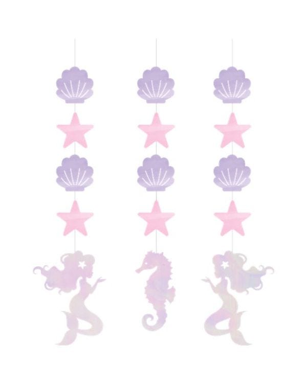 Mermaid Shine Iridescent Hanging Cutouts - 57cm (3pk)