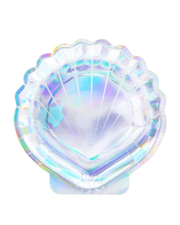 Iridescent Sea Shell Shaped Paper Plates - 18.5cm (6pk)