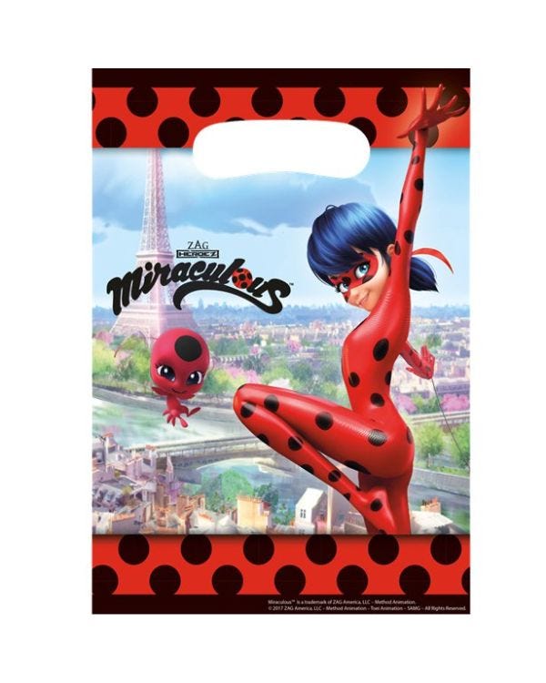 Miraculous Ladybug Plastic Party Bags (8pk)