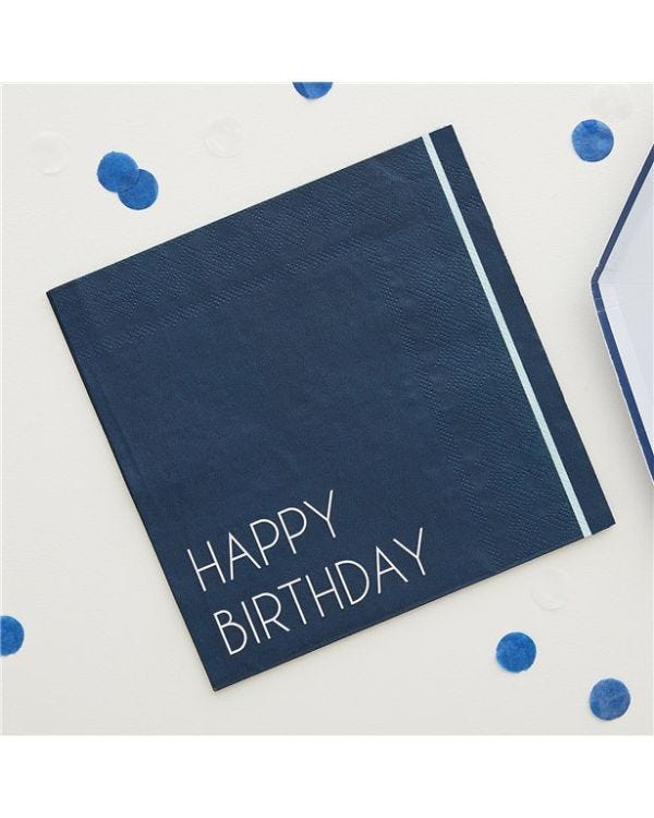 Mix It Up Blue Happy Birthday Eco Paper Napkins (16pk)