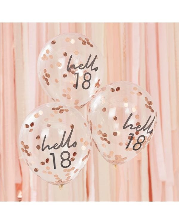 Mix It Up Hello 18 Rose Gold Confetti Balloons - 12&quot; (5pk)