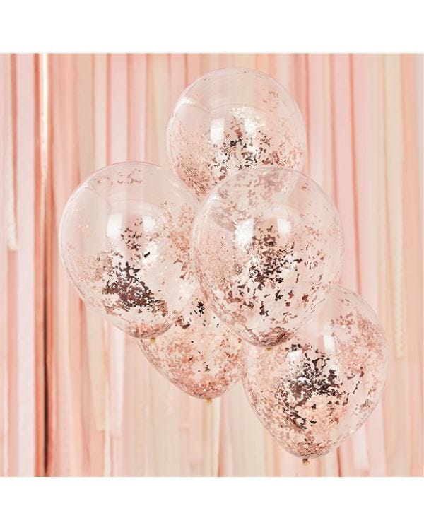 Mix It Up Rose Gold Confetti Balloons - 12&quot; (5pk)