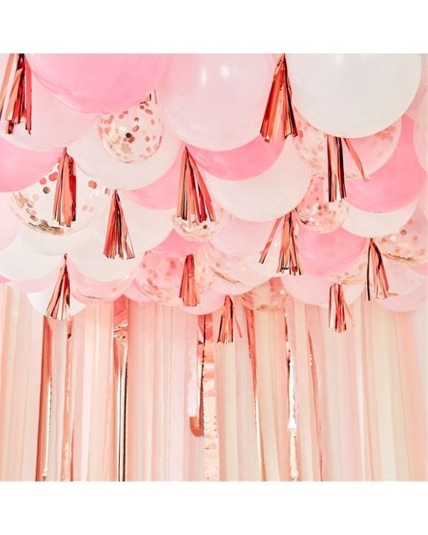Mix It Up Pink Blush Balloon Ceiling Decorating Kit - 160 Balloons