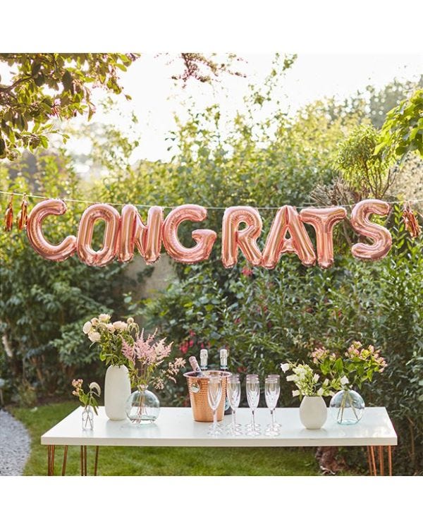 Congrats Rose Gold Balloon Bunting