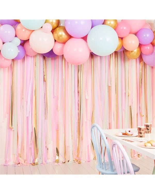 Mix It Up Pastel Streamer &amp; Balloon Garland Backdrop Kit - 75 Balloons