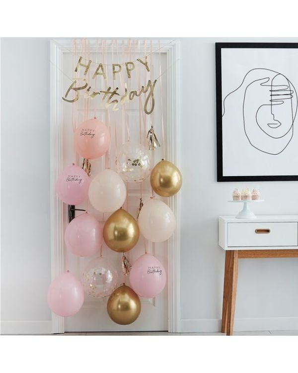 Mix It Up Pink &amp; Gold Birthday Door Decorating Kit