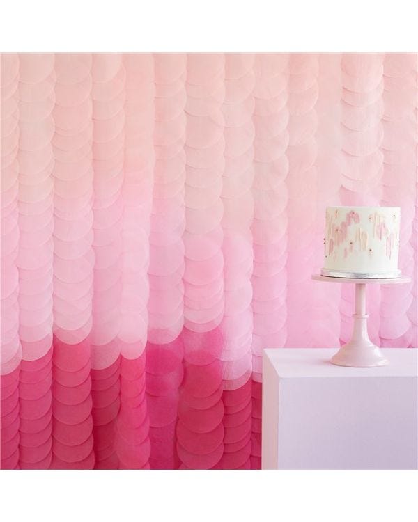 Pink Ombre Tissue Paper Discs Backdrop