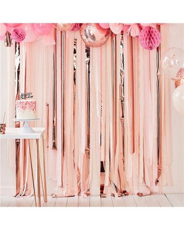 Mix It Up Pink &amp; Rose Gold Streamer Backdrop Kit