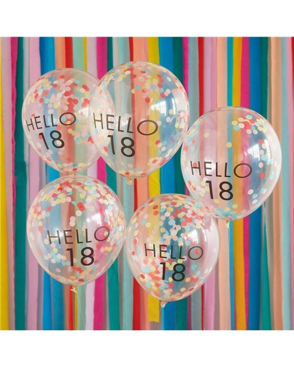 Hello 18 Mix It Up Brights Confetti Latex Balloons - 12&quot;