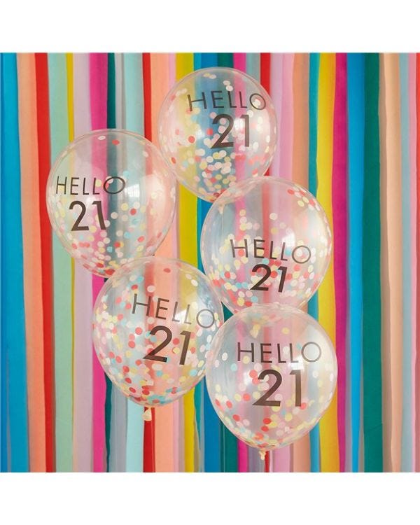 Hello 21 Mix It Up Brights Confetti Latex Balloons - 12&quot; (5pk)