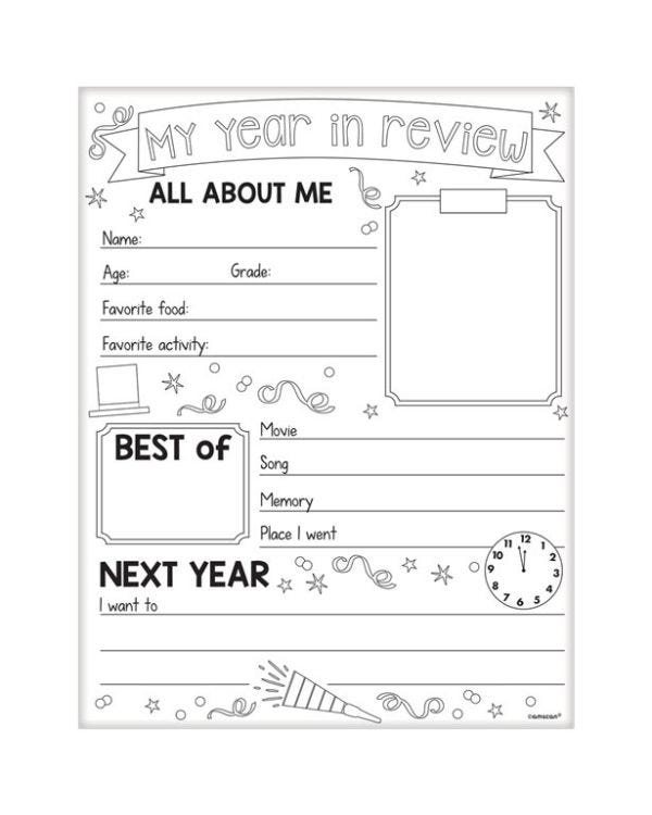 New Year Review Childrens Activity Sheets (30pk)