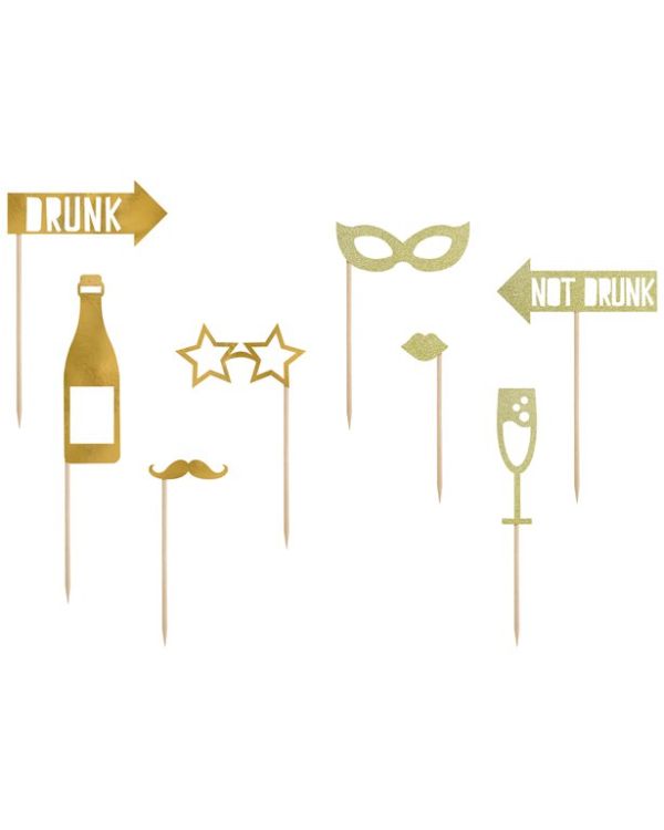 Let&#039;s Celebrate Metallic Gold Photo Props (8pk)